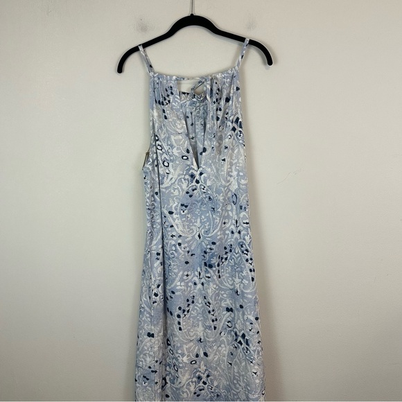 World Market | Blue Patterned Sleeveless Ruffle Bottom Midi Dress Size S/M NWT - Picture 7 of 7